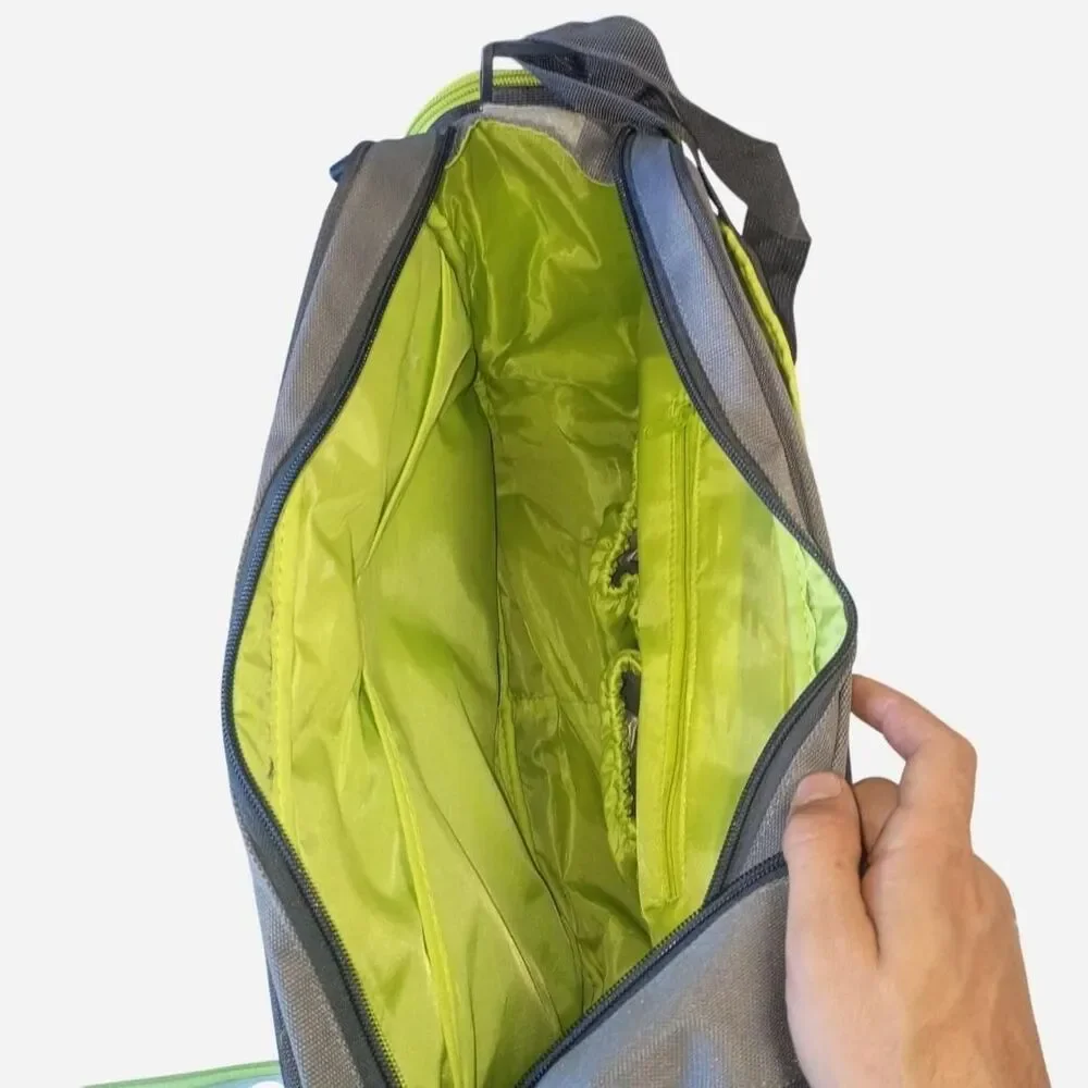 Eddie Bauer First Adventure Messenger Diaper Bag Gray Lime